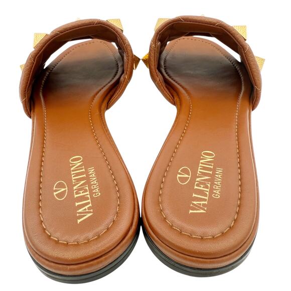 Valentino Garavani Roman Stud Slide Sandals EU 38.5 US 8.5 Brown Leather Mule - Picture 7 of 15